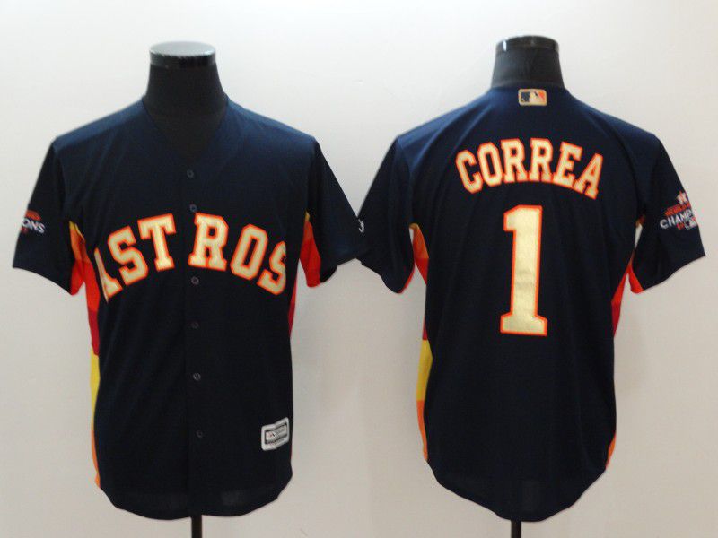 Men Houston Astros #1 Correa Blue Game Champion Edition MLB Jerseys->houston astros->MLB Jersey